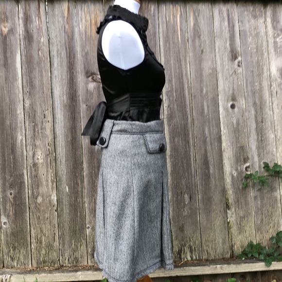 Hazel Hazel Tweed/Wool Pleated SKIRT w/ Double Faux Pockets in Front & Back Sz S - Picture 8 of 12